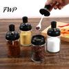 Corrosion-resistant Condiment Bottle Spice Jar with Spoon 250ml Glass Kitchen Seasoning High Borosilicate for Salt Sugar Leak-Proof Container