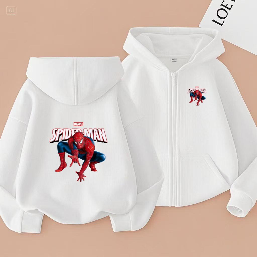 Children’s Zip-Up Jacket – Spider-Man Themed Hoodie for Boys and Girls (Ages 3–12) – Thickened Long-Sleeve Casual Outerwear for Autumn and Winter