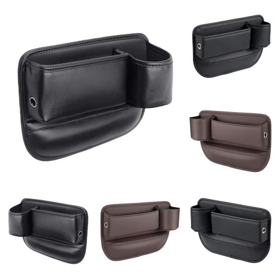 Sitzspalt-Aufbewahrungsbox Auto-Sitzspalt-Organizer mit Getränkehalter und Aufbewahrung für Handy/Schlüssel Kunstleder Kratzfest Auto-Innenraumzubehör