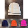 Winter Acrylic Knit Cap With Reflective Stripe For Men High Top No Brim Cold Weather Fashion Accessory