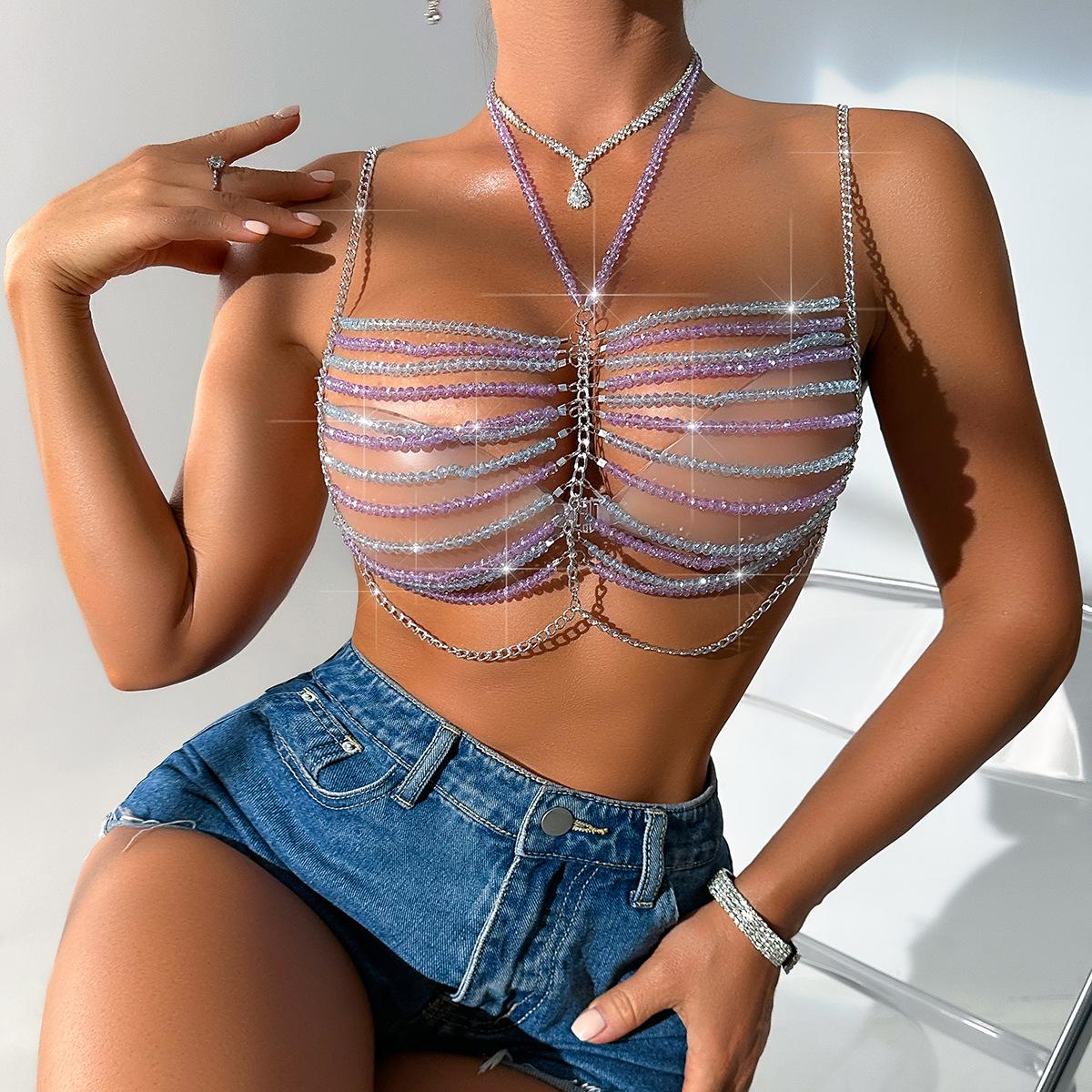 

Сверкающие роскошные бахромчатые стразы на темпераментном платье, цепочка на тело, аксессуары для одежды, сексуальная одежда one size fits all разноцветный