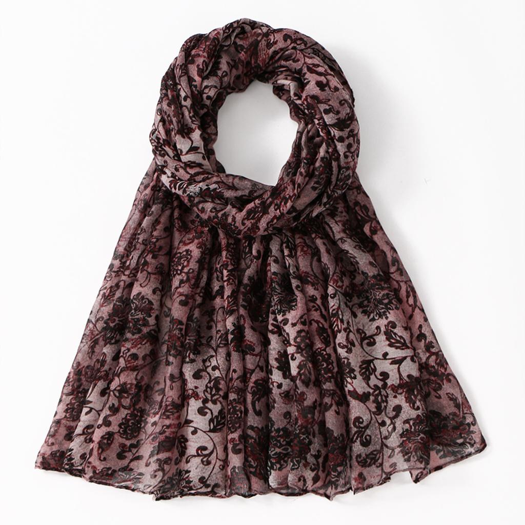 Autumn New Voile Scarf For Women Girls Retro Floral Print Scarves Soft Sunscreen Shawl Summer Fashion Female Wrap Shawls