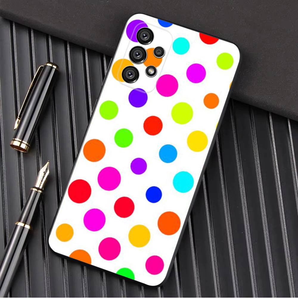 Color Polka Dot Phone Case For Samsung Galaxy A13,A21s,A22,A31,A32,A52,A53,A71,A80,A91 Soft Black Shell