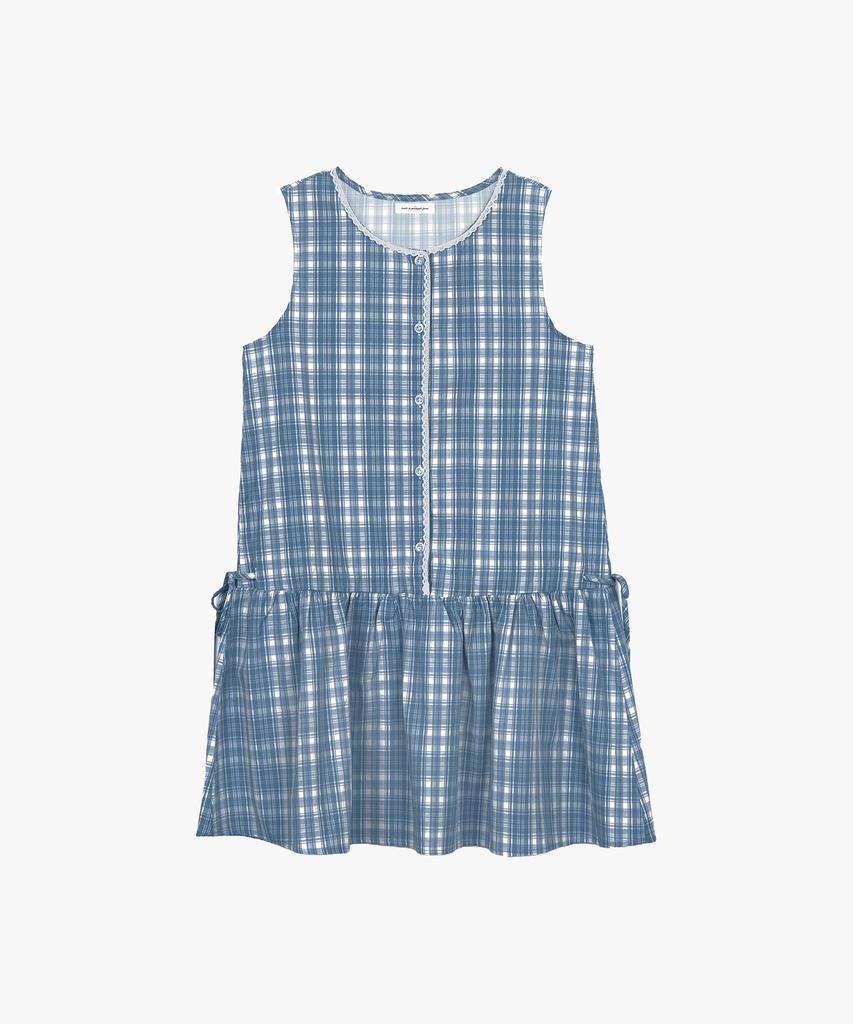 Pink Pineapple Cool Check Dress_Sky Blue