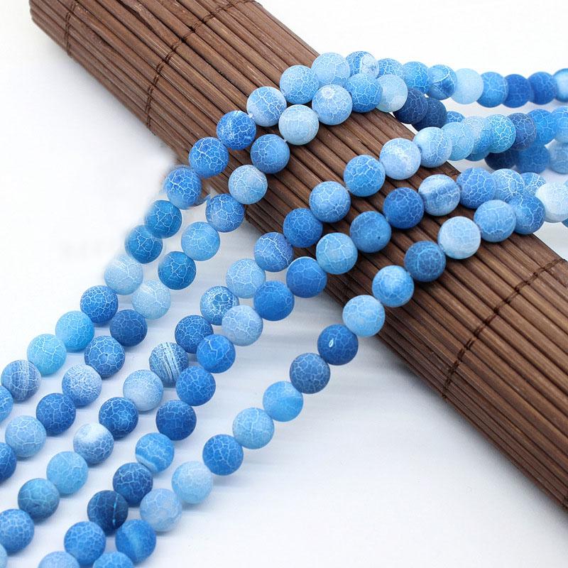

Weathering Natural Stone Bead Frost Crab Blue Agates Round Spacer Bead For Jewelry Making DIY Necklaces Bracelets Bulk Wholesale 4mm X 92Pcs небесно-голубой