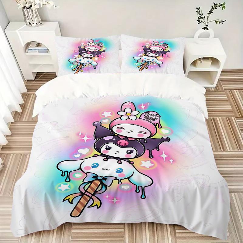 3pcs Sanrio Character Series Bedding Set, Including 1 Quilt Cover and 2 Pillow Shams, Without Filling, Soft and Comfortable Home Bedroom S084