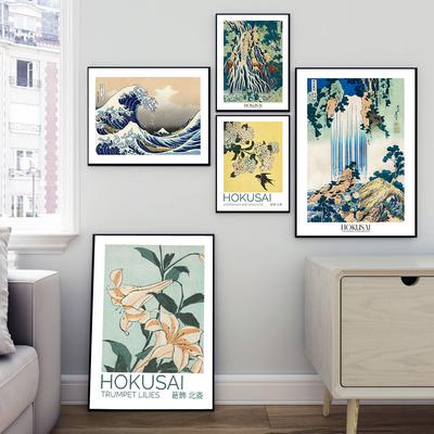 The Great Wave Surfing Poster Katsushika Hokusai Exhibition Canvas Painting Print Picture Vintage Wall Bedroom Home Decoration No Frame