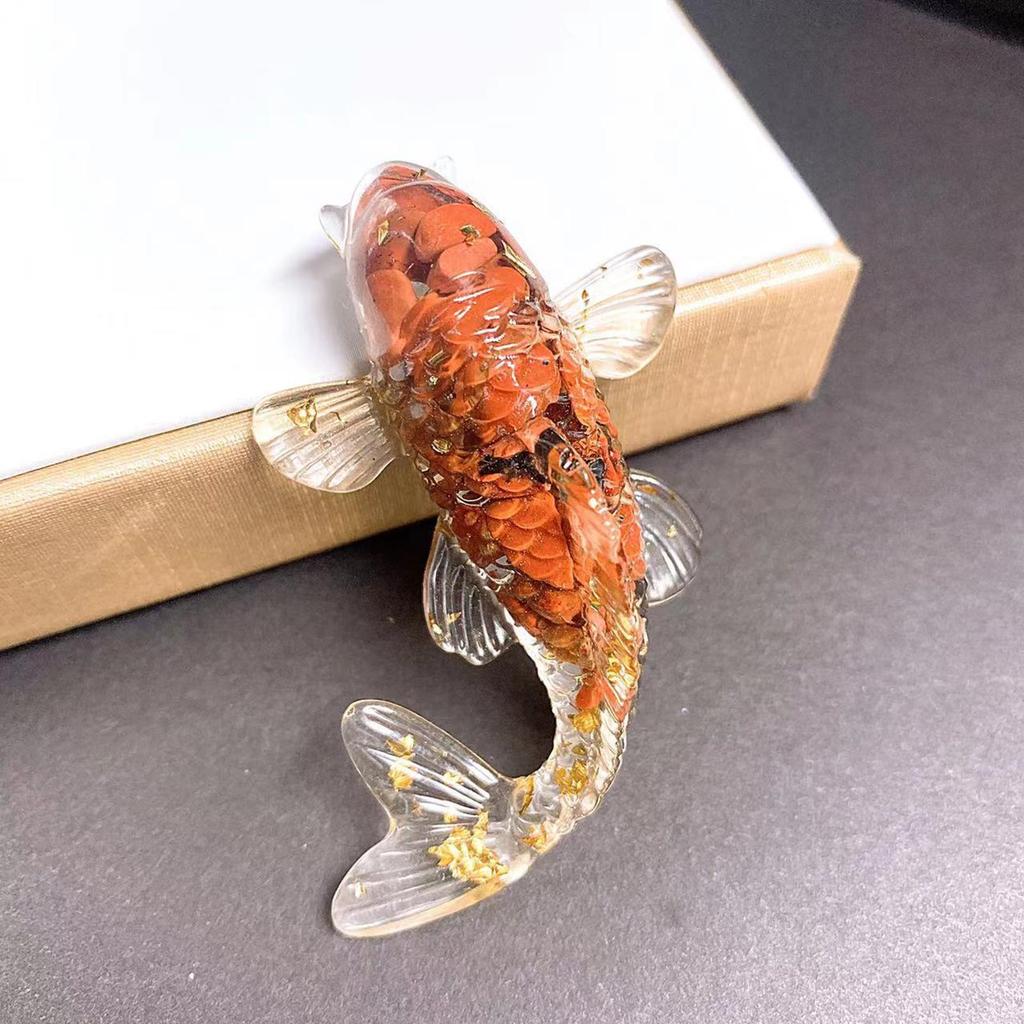 Statua di Pesce Koi in Vetro Leggera da 2,3 pollici Decorazione da Scrivania Pesce Rosso Portafortuna Artigianato in Miniatura Fatto a Mano Collezionabile Regali per la Casa