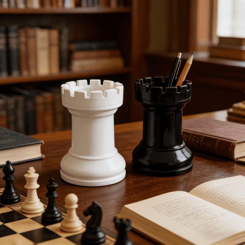 Chess Shaped Pen Holder Multiuse Desk Organizer 1Pc Stationery Cosmetic Storage for Home Office Dorm Desktop