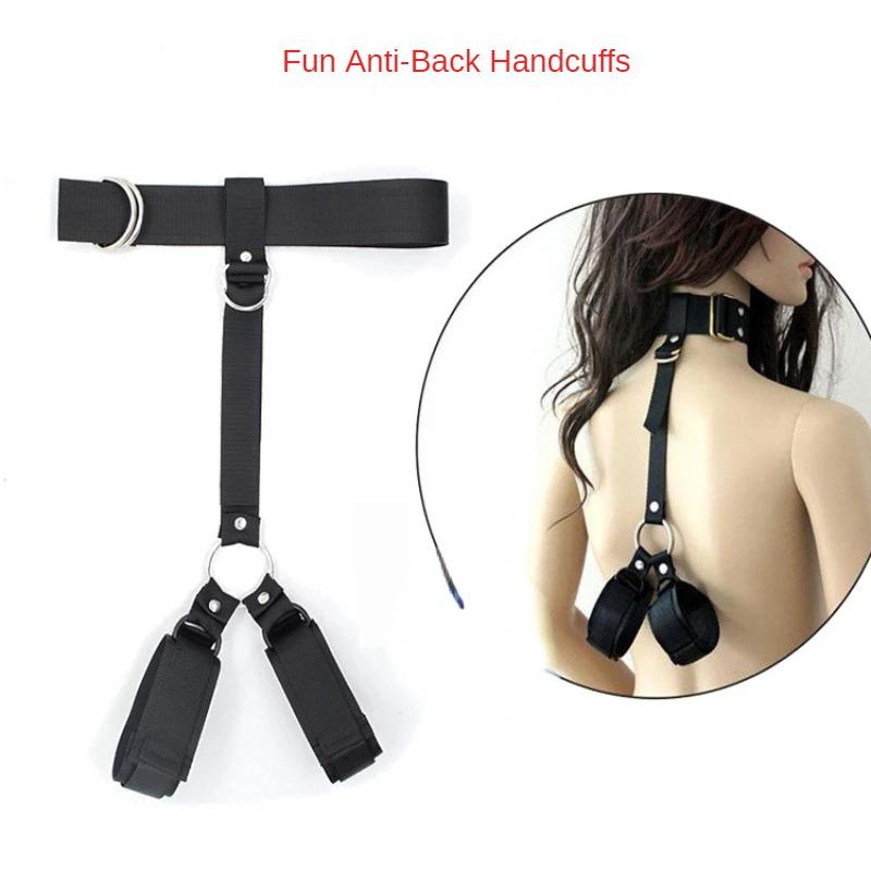 Neck to Wrist Restraints kit Sexy women  Behind Back Handcuffs Collar Adjustable Bondage Set Couple SM Sex Game Tool