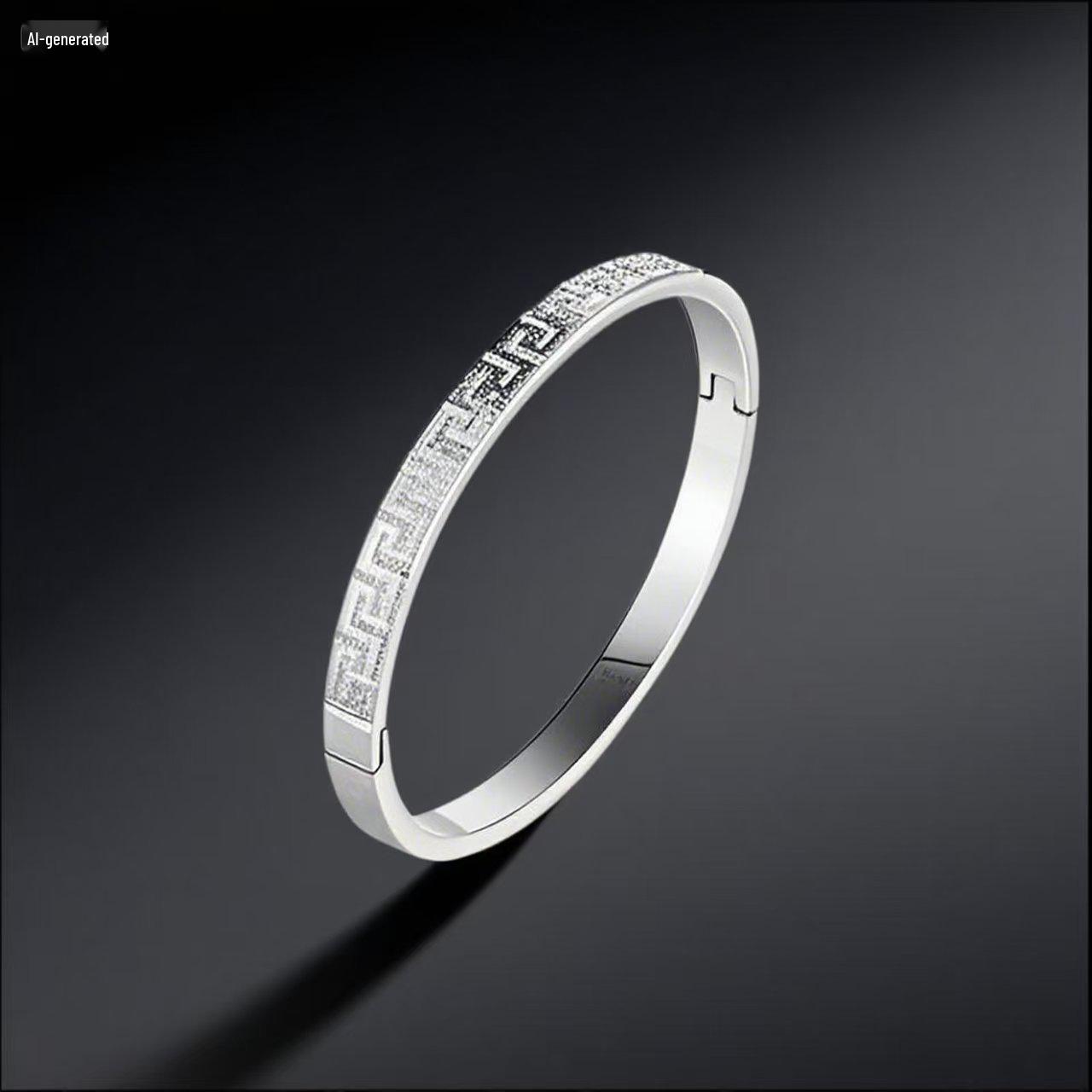 European Titanium Steel Women s Bracelet with Hui Zi Pattern - Colorfast Accessories