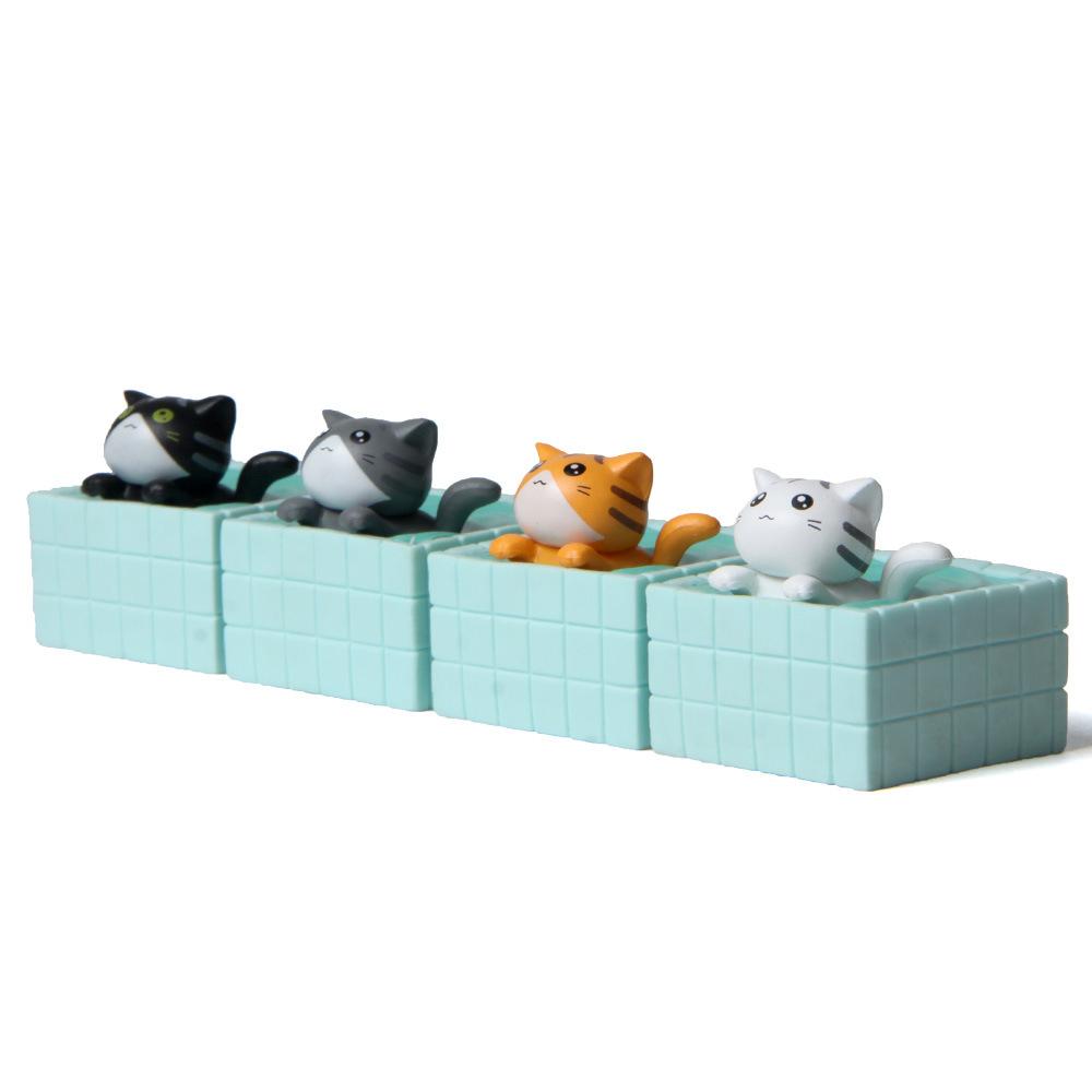 1-4 Pcs Mini Shower Cat Ornament Garden Kitten Statue Gift Kids Children Baby Room Decoration Toy Miniature Figurines Home Decor