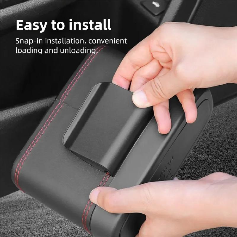 PU Leather Press Down Car Trash Can Hanging Storage Box For Seat Back Door Universal Vehicle Garbage Bin Auto Interior