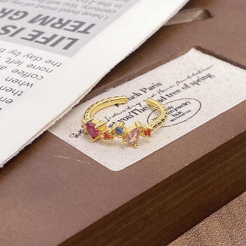 Medieval Personalized Retro Enamel Dripping Oil Inlaid Zir*****Pening Ring Niche Light Luxury High-End Ring Woman