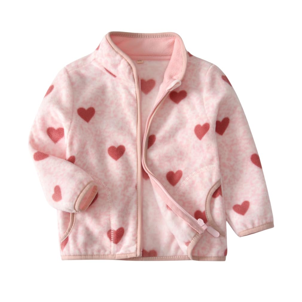 MARBEINE Long Sleeve Jacket for Sizes Cute and Suitable for and and School Wear Kids' Girls, Unlined, Boa, Fleece-Lined, 90-150cm, Soft, Zip-Up