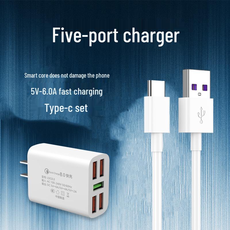 Universal Fast Charging Multi-Port USB Charger for Android, Huawei, Xiaomi, Vivo, and OPPO Devices