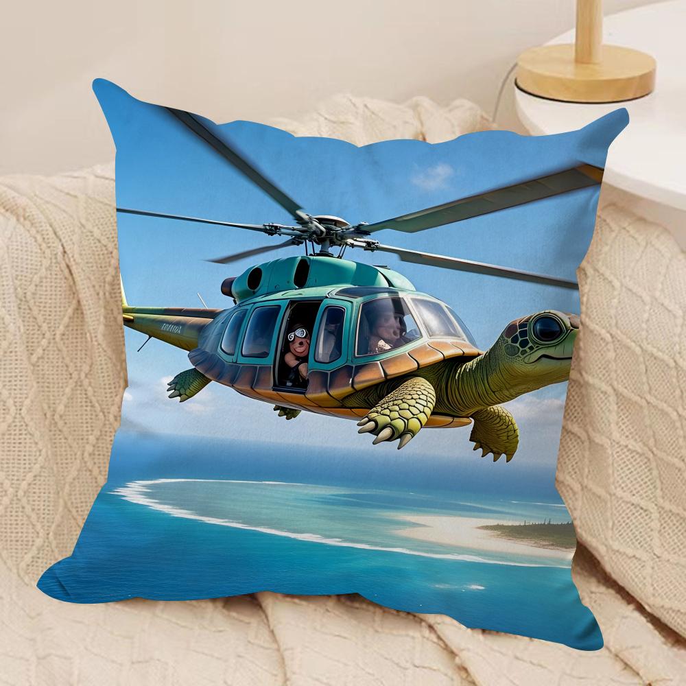 Funny Shark Fighter Meme Cushion Cover Silky Short Plush Invisible Zipper Dustproof Sofa Pillow Case For Home Decor