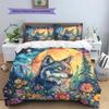 Floral wolf  Pattern Bedding Quilt Set Quilt Cover Pillowcase Home Decoration  Gift (1 * duvet cover + 2 * pillowcase, without core)