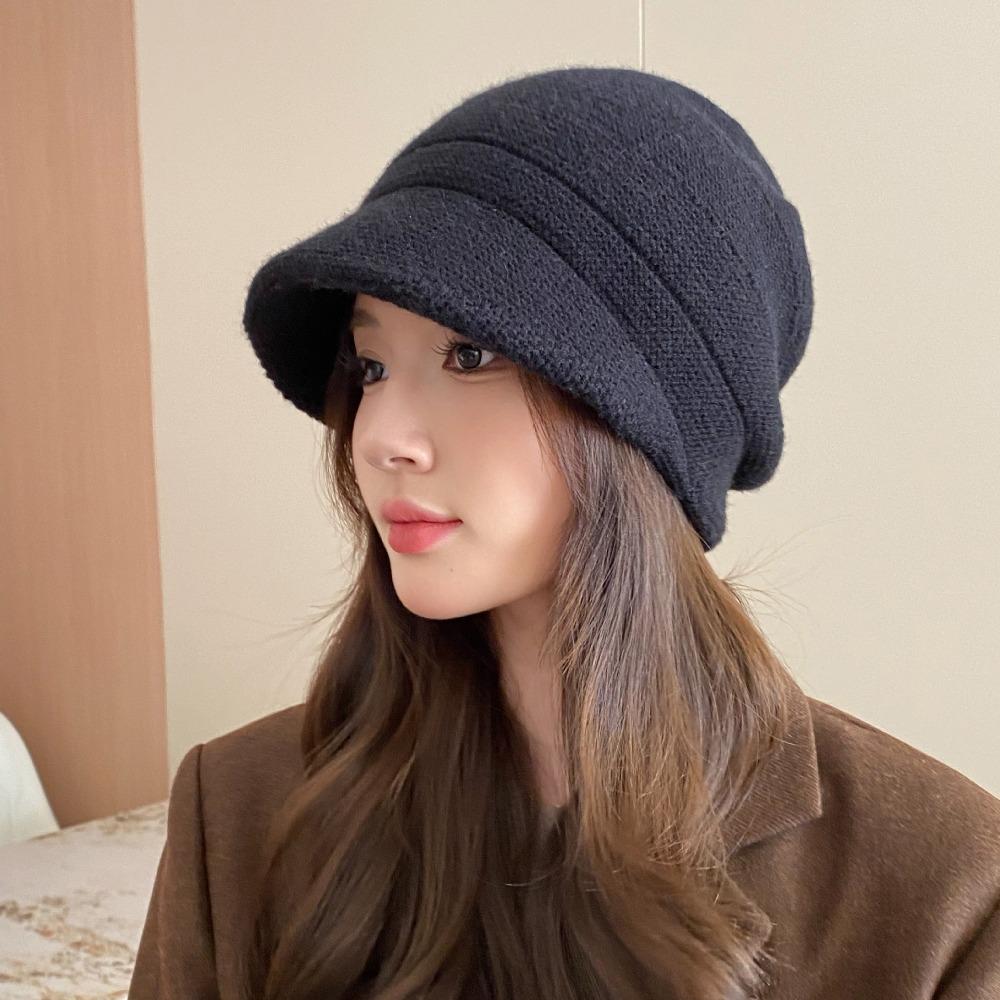 Thickened Knited Beanie Ear Protection Pile Cap Casual Slouchy Hat  Outdoor