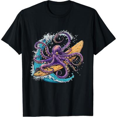 Ośmiornica Kraken Surfing Potwór Morski Ocean Zwierzę Morskie Miłośnik Koszulka