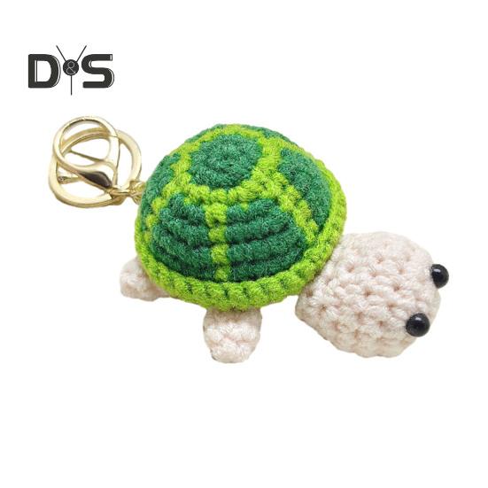 Knitted Turtle Keychain Exquisite Yarn Crochet Compact Size Portable Keyring Cartoon Style Mini Turtle Keychain