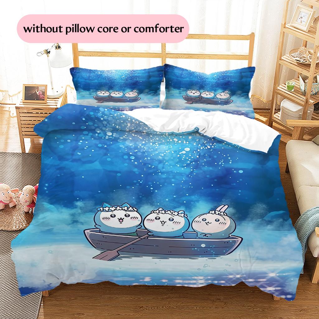 Chiikawa Pattern Bedding Quilt Set  Home Decoration  Gift (1 * duvet cover + 2 * pillowcase  without core)