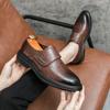 Fashion New Brown Loafers Buckle Strap Round Toe Shoes for Men Wedding Black Pu Men Dress Shoes  Size 38-46