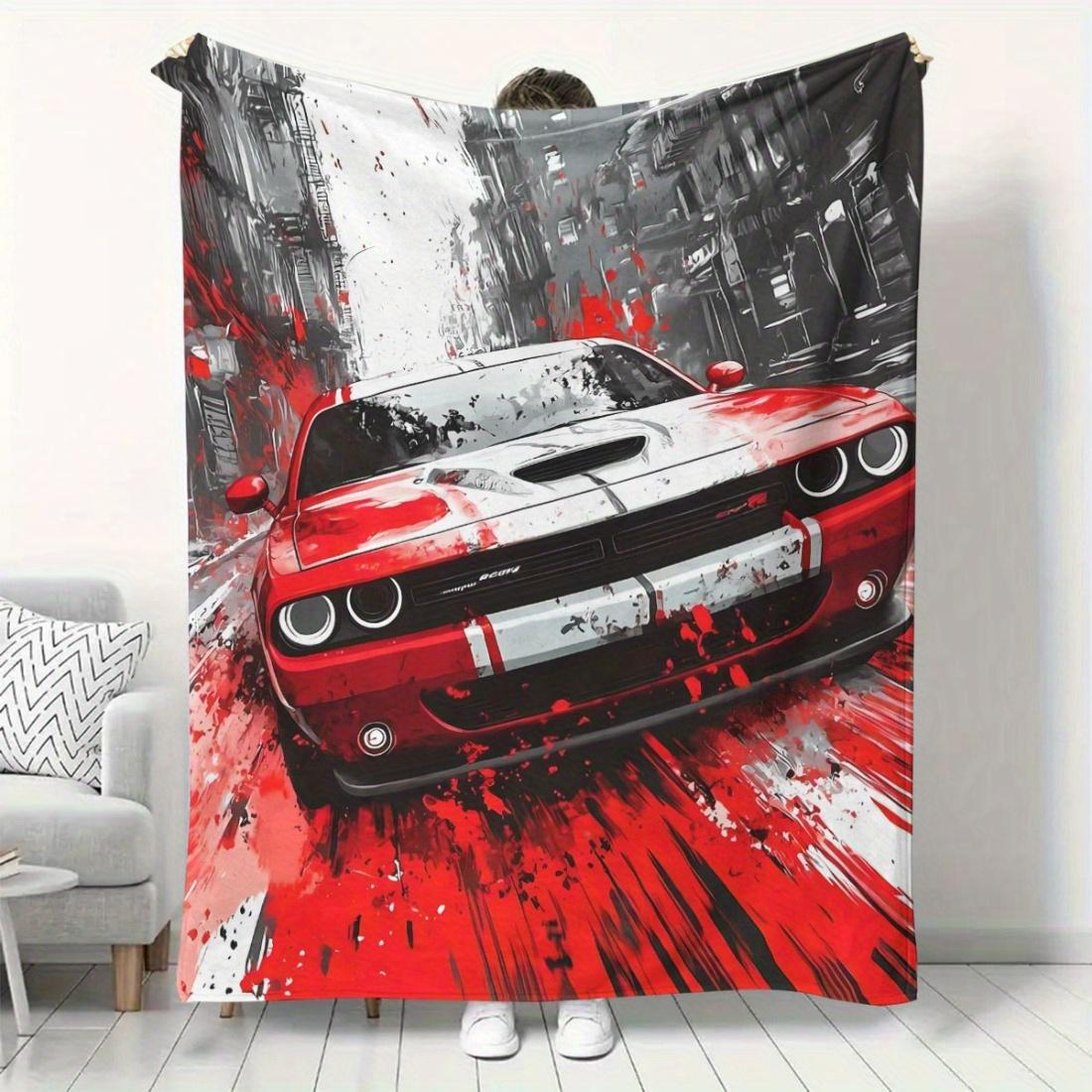 Doodlestyle retro car design Flannel printed blanket suitable for all seasons suitable for living room office sofa and travel 75x100cm (30x40inch)