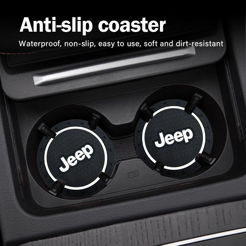 1/2pcs Car Cup Mat Anti-slip Bottle Holder Coasters Car Accessories for Jeep Grand Cherokee Wrangler Renegade Compass Patriot Liberty