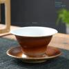 Coffee cup handmade Japanese retro figured cup rough pottery kiln change ceramic mug saucer tea mug coffee cups set  teacup