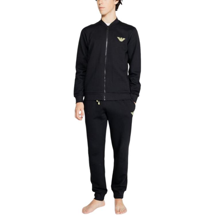 Emporio Armani FW24 Logo Letter Print Zip Casual Sports Suit Unisex Suit Black 112115-4F571-00020