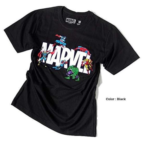 EVERSOUL Marvel Logo Short Captain Iron American Comic Size M T-Shirt, Sleeve, Hulk, Venom, America, Man, Characters, Men's, Black, [Used]