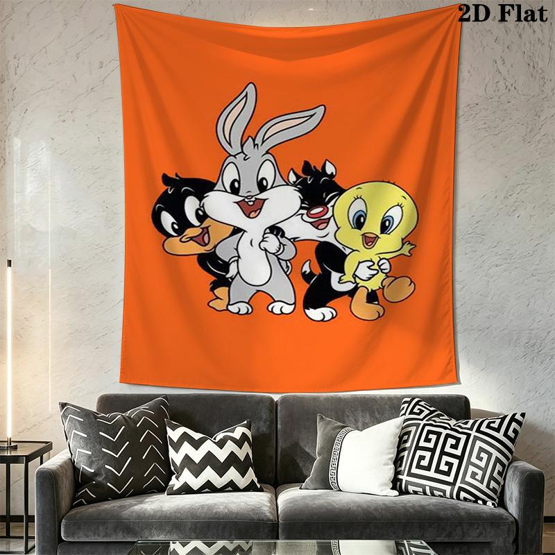 Looney Tunes Bugs Bunny Friends Tapestry Tapestry Background Cloth Fashion Print Wall Covering Decoration Christmas Gift Work Of Art