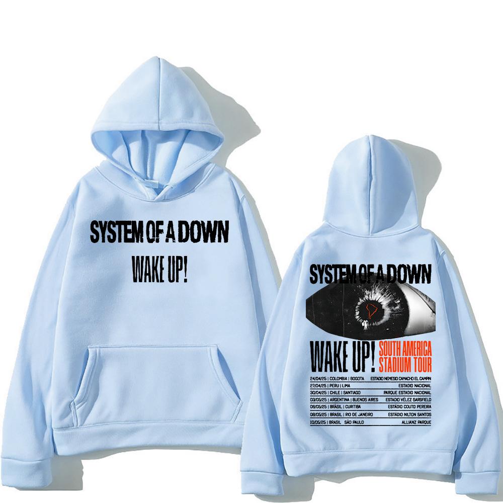 System-of A Down Band Hoodies Wake Up South America Stadium Tour 2025 Pullovers Heavy Metal Trends Sweatshirts Unisex Hoody