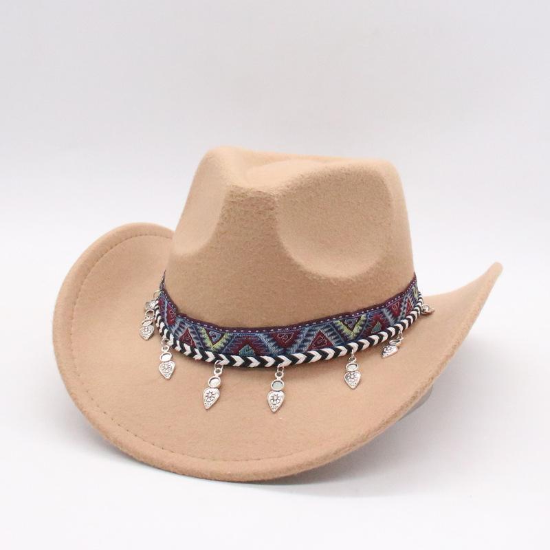 Western Cowboy Hat Jazz Top Hat Concave Men'S And Women'S Party Felt Jazz Hat