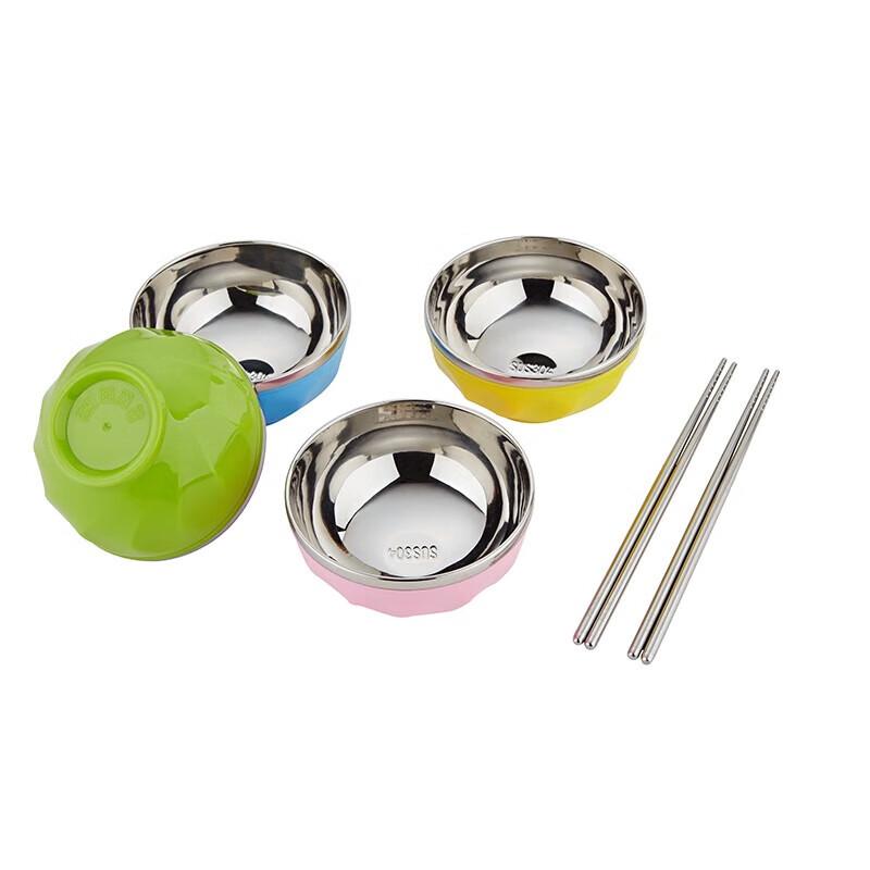 RSFH Stainless Steel Colorful Bowl & Chopsticks Set