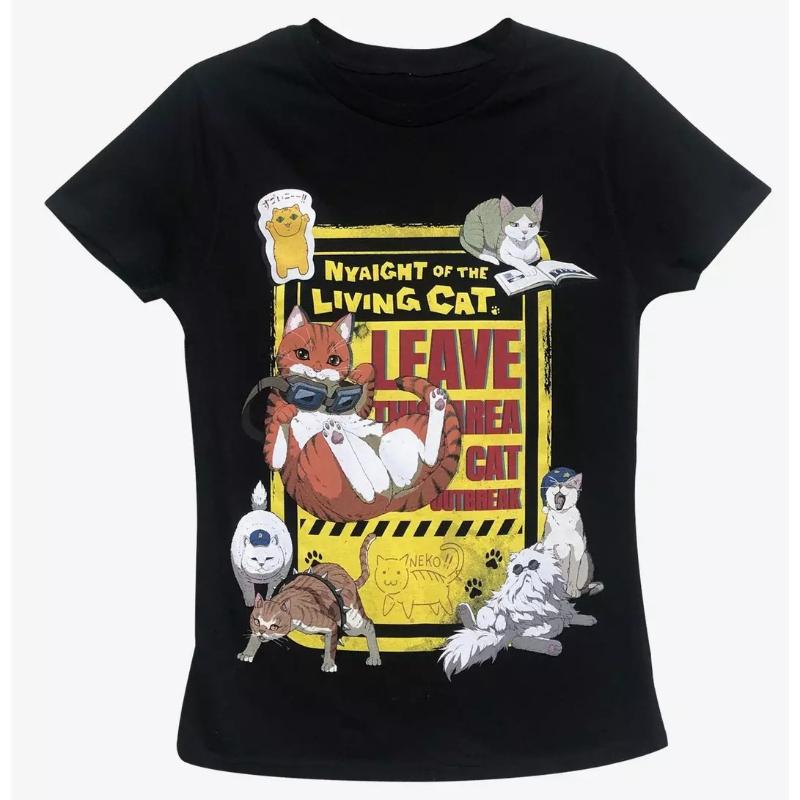 

Cat Group graphics 100cotton unisex shirt 2026 New Spring Summer Harajuku Unisexs Womens Y2k Short sleeve fashion Oneck Tshirt S