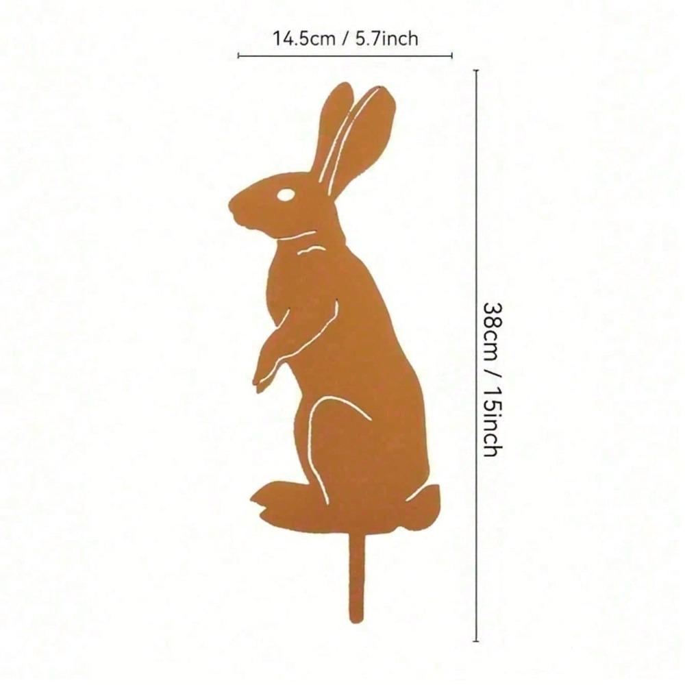 Iron Rabbit Garden Sculpture Lawn Decor Animal Ornament Yard Art Statue Easter Spring Gift Outdoor Metal Stakes Party Decoration