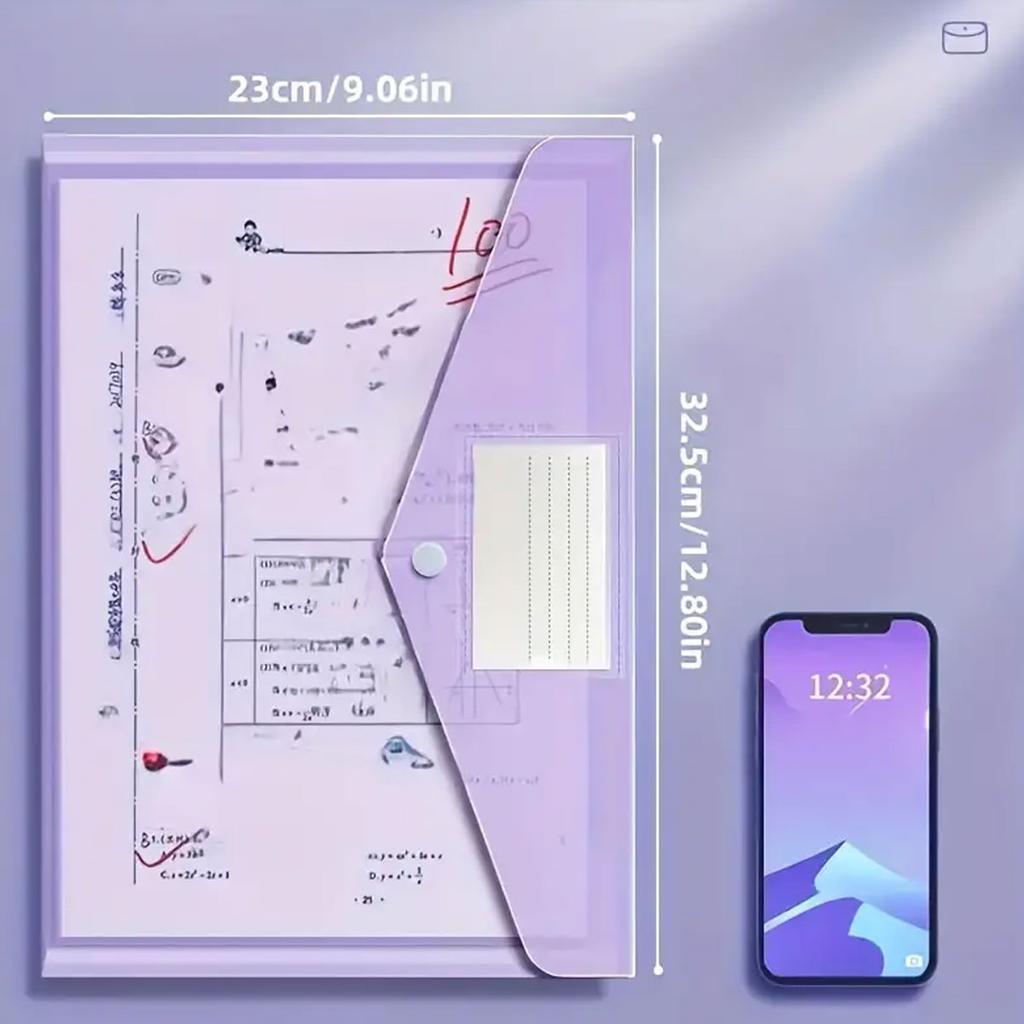 WQN-5PCS PP Plastic Envelope Clear Reusable Plastic Envelope Waterproof Folder with Button A4 Size For School Office Supplies