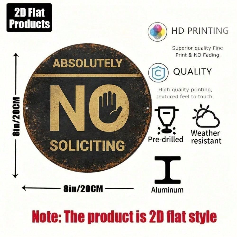 1pc 8x8in Vintage Round No Soliciting Sign Decorative Do Not Disturb Plaque for Home Office Store Gift