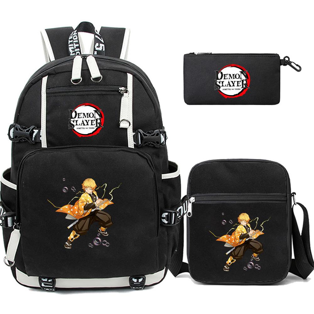 3Pcs/set Cartoon Demon Slayer Printed Backpack Large Capacity Bookbag Student School Bag Outdoor Laptop Travel Bag