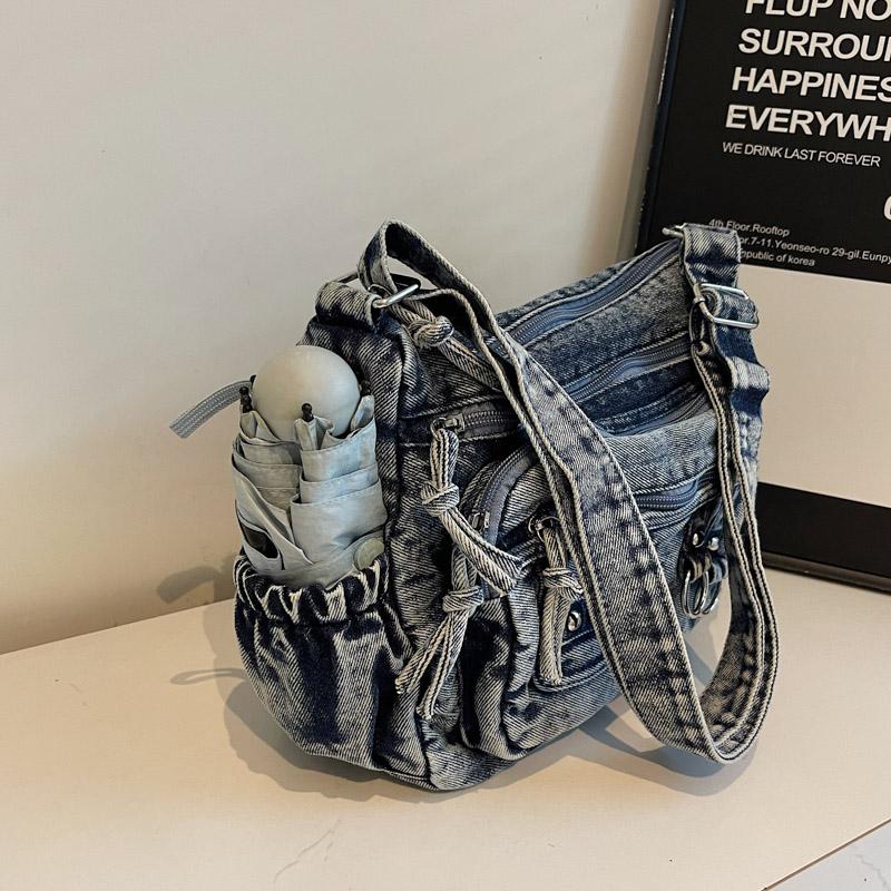Vintage Multi-Pocket Denim Women's Bag Hand Shoulder Crossbody Bag