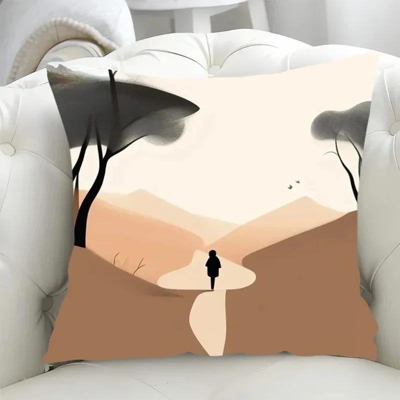 Car Living Room Sofa Cushion Cover Simple Couple Character Scene Pillow Cover Luxury Home Decoration Pillow Cover