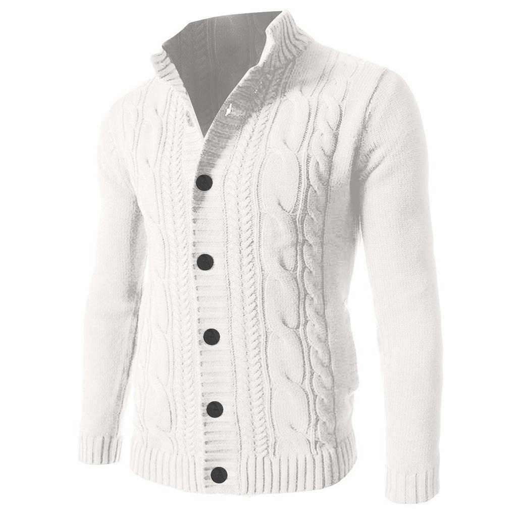 Podzimní a zimní pánská móda Volný cardigan Teplá klopa Bunda s kapucí Svetr Pletený kabát