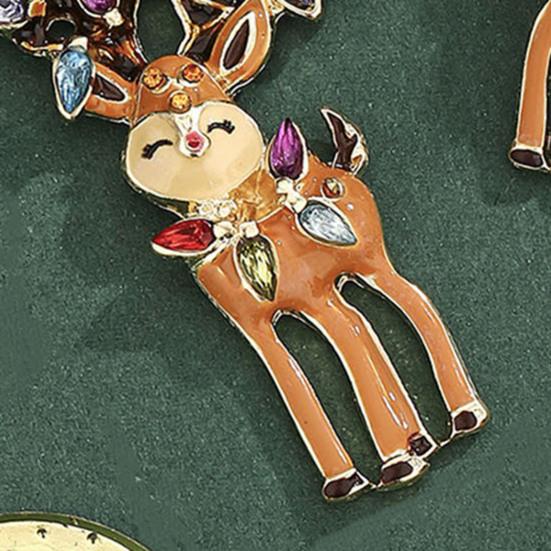 1 Pair Christmas Earrings Deer Snowflake Xmas Tree Design Hook Earrings Sparkling Rhinestones Party Earrings