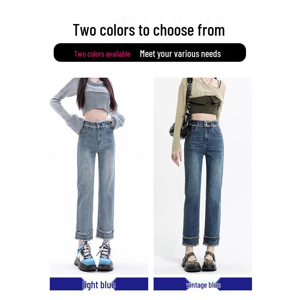 Damskie letnie dżinsy typu cigarette z prostą nogawką i wysokim stanem, w jasnym odcieniu