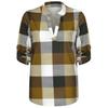 Maglietta a maniche lunghe da donna, casual, con scollo a V, a quadri, aderente, lunga