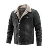 Herren Sherpa gefütterte Trucker Jacke Revers Baumwolle Cargo Jacke Lässig Knopf Militärjacke Warmer Herbst Winter Parka für Herren Cowboy Denim Jeansjacken