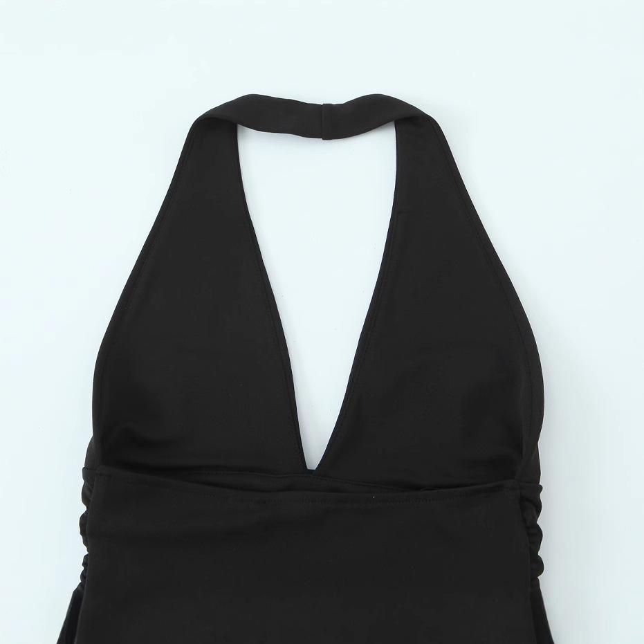 Spring 2025 Women's European & American Style Halter Neck Short Dress