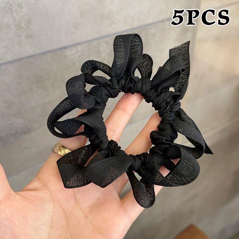 5Pcs Korean Handmade Woven Bow Loop Headband For Women Elastic Stretch Band Maker Hair Accessory Elegant Hairband